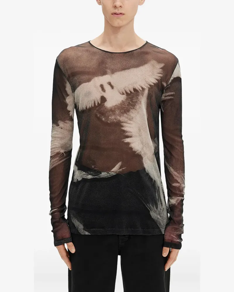 Ann Demeulemeester Langarmshirt mit Greg Doves-Print - Schwarz Schwarz