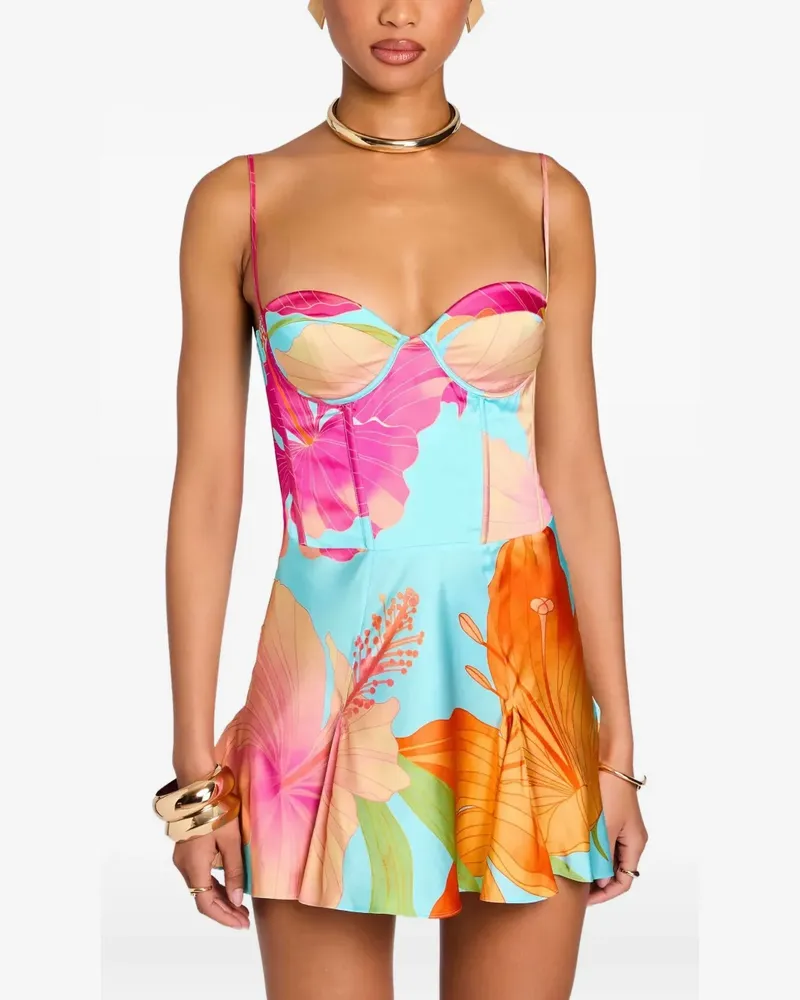 Retrofête Kyona floral-print corset dress - Blau Blau