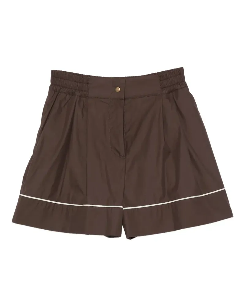 Moncler Paspelierte Shorts mit Logo-Patch - Braun Braun