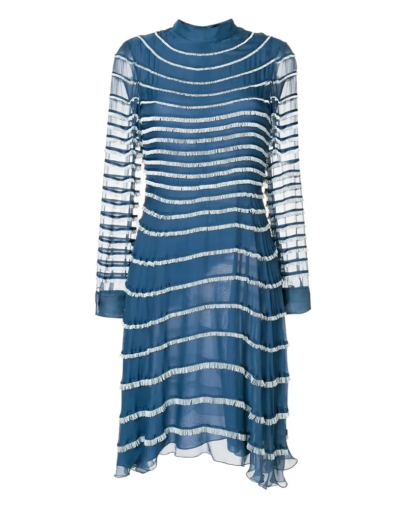 Valentino Garavani Seidenkleid mit Fransen - Blau Blau