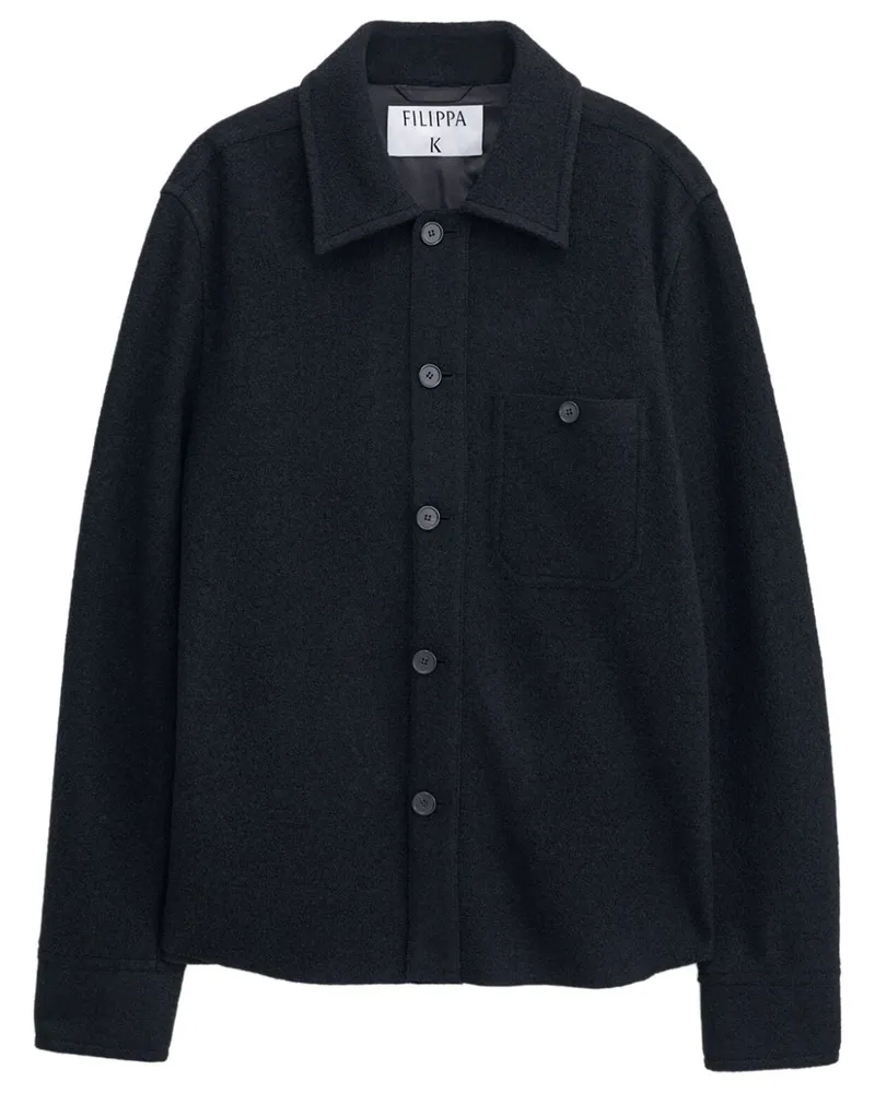 Filippa K Hemdjacke aus gekochter Wolle - Schwarz Schwarz