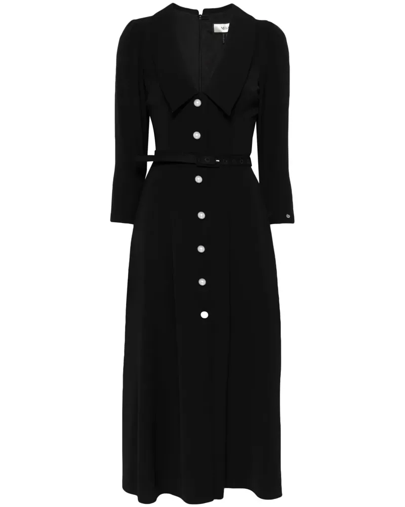 NISSA Midikleid mit Gürtel - Schwarz Schwarz