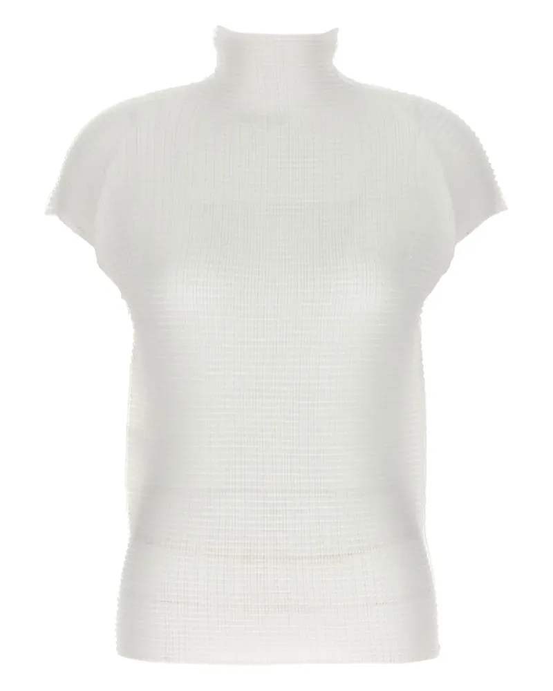 Issey Miyake Wooly pleated high-neck top - Weiß Weiß