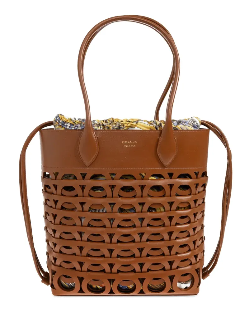 Ferragamo Gancini cut-out tote bag - Braun Braun