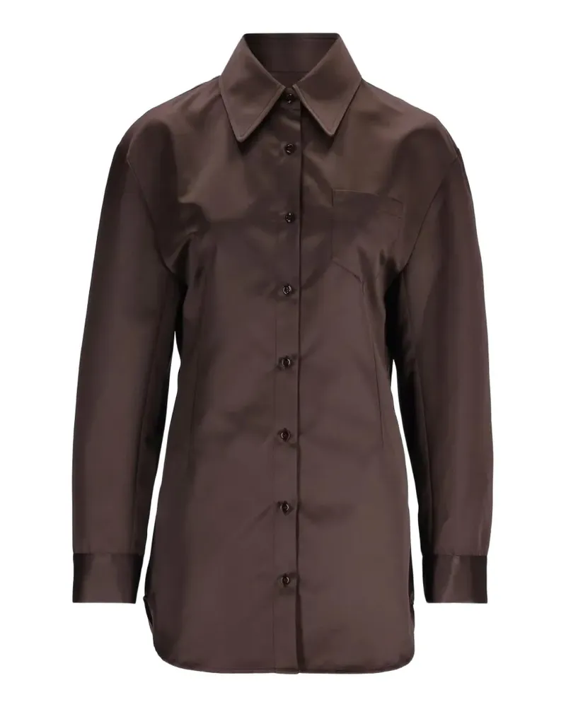 FRANKIE Shop Akita Hemd-Minikleid mit Bundfalten - Braun Braun