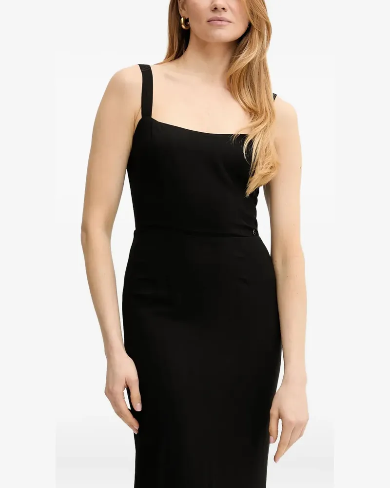 Guess Ausgestelltes Midikleid mit eckigem Ausschnitt - Schwarz Schwarz