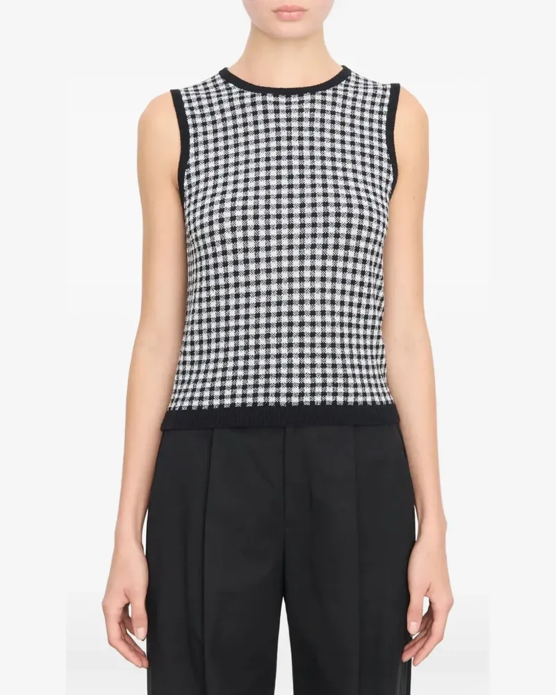 Vince Geripptes Tanktop mit Vichy-Karo - Schwarz Schwarz