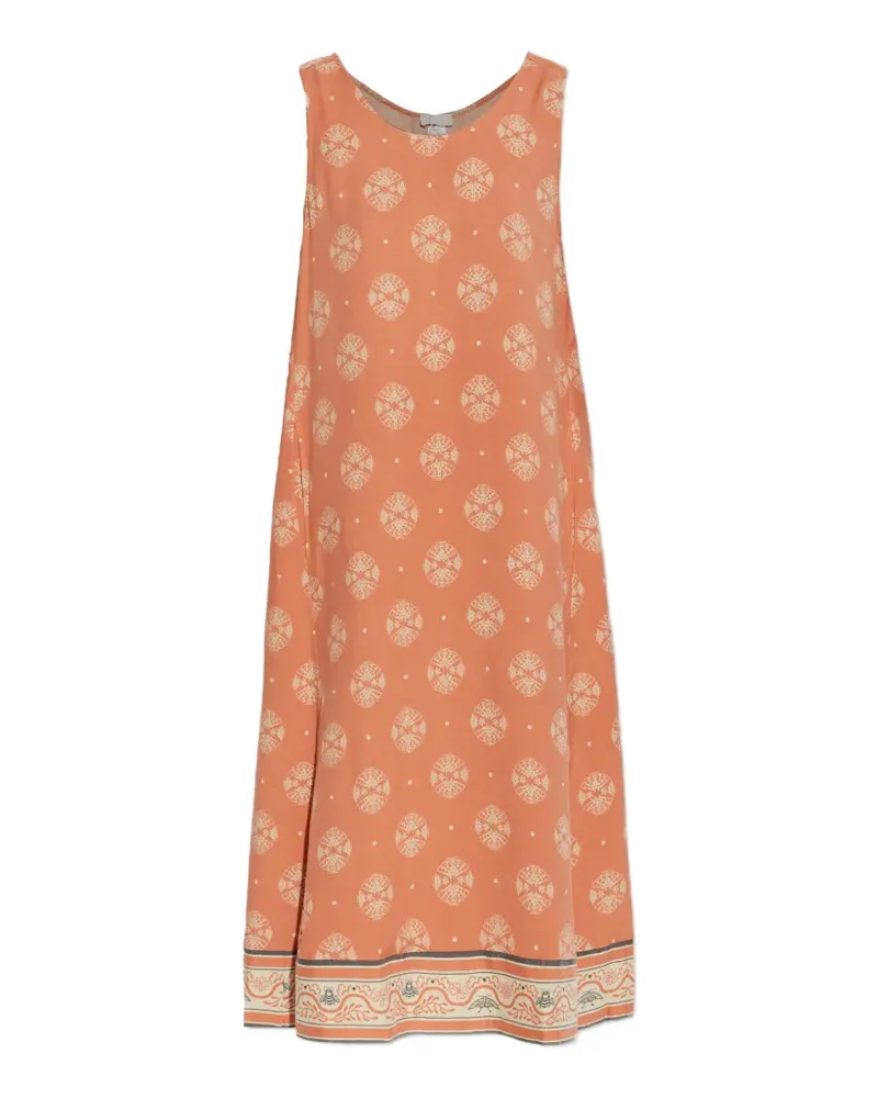 Hanro geometric-print A-line midi dress - Orange Orange