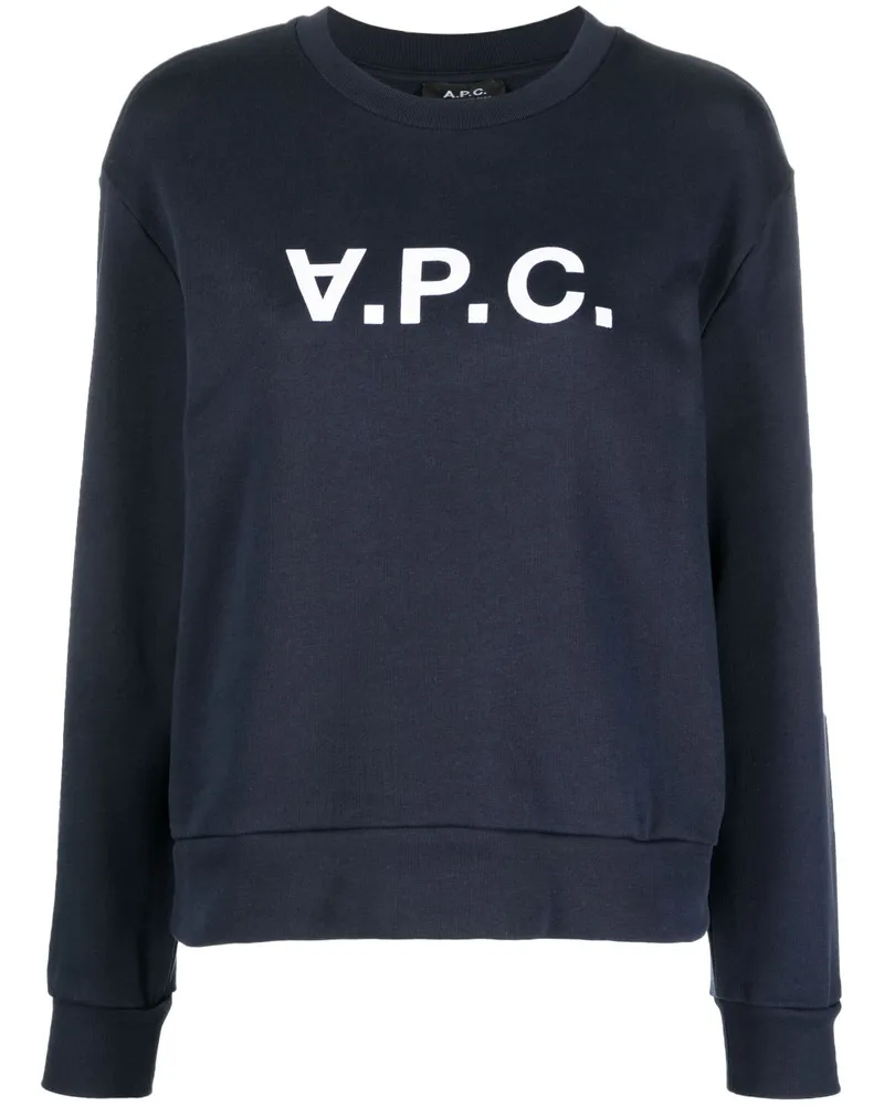 A.P.C. Sweatshirt mit Logo-Print Blau