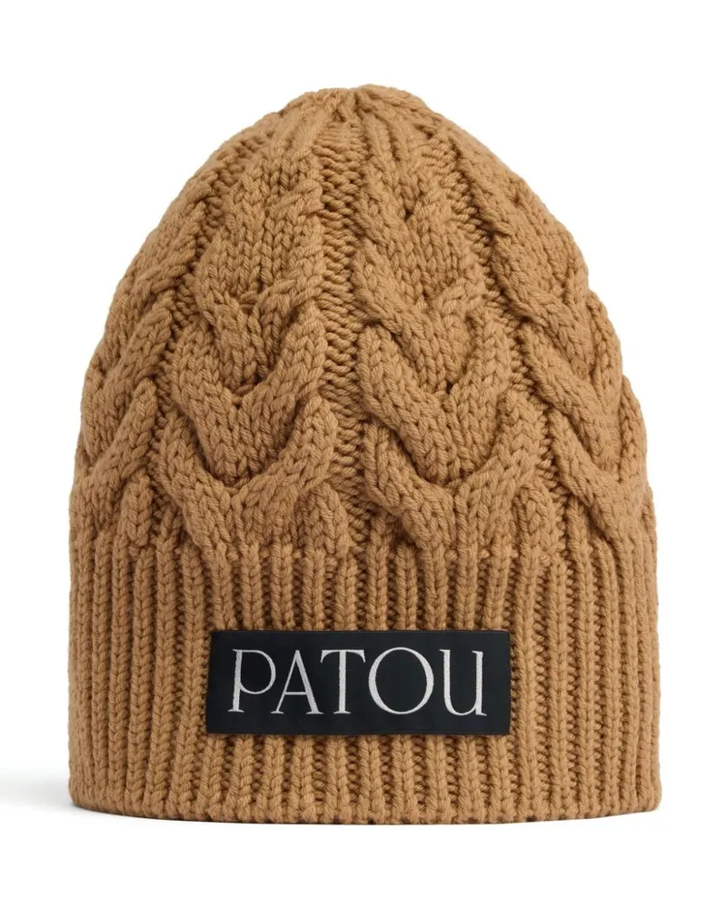 Patou Beanie mit Logo-Patch Braun