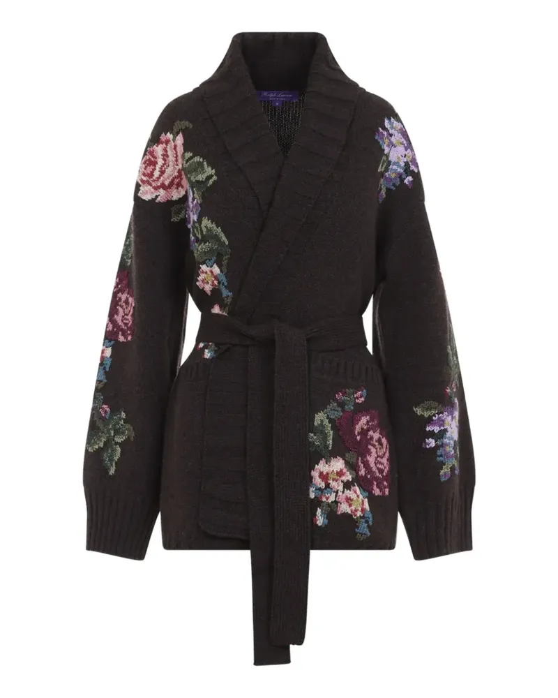 Ralph Lauren floral-intarsia belted cardigan - Braun Braun