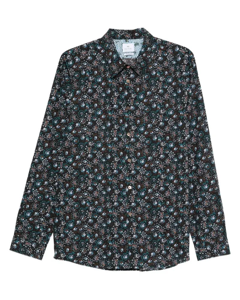 Paul Smith Ferris Floral Hemd - Schwarz Schwarz