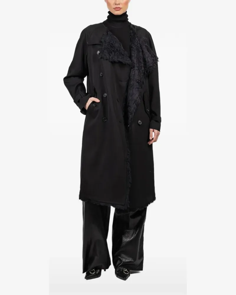 R13 reversible fringed coat - Schwarz Schwarz
