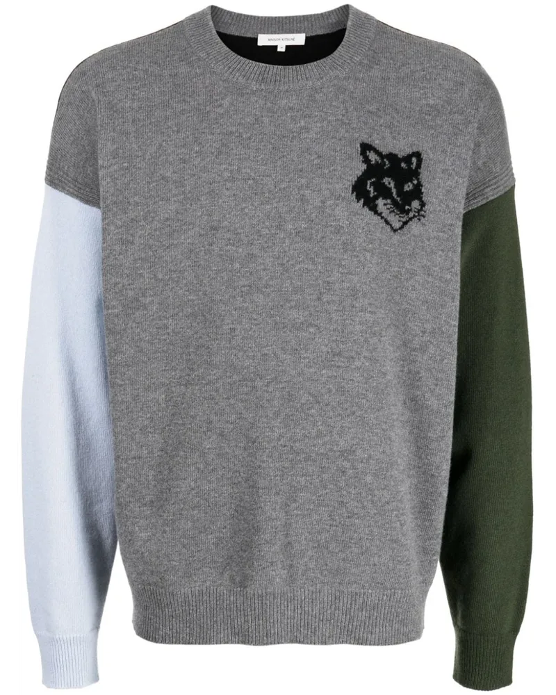 Kitsuné Pullover mit Intarsien-Logo - Grau Grau