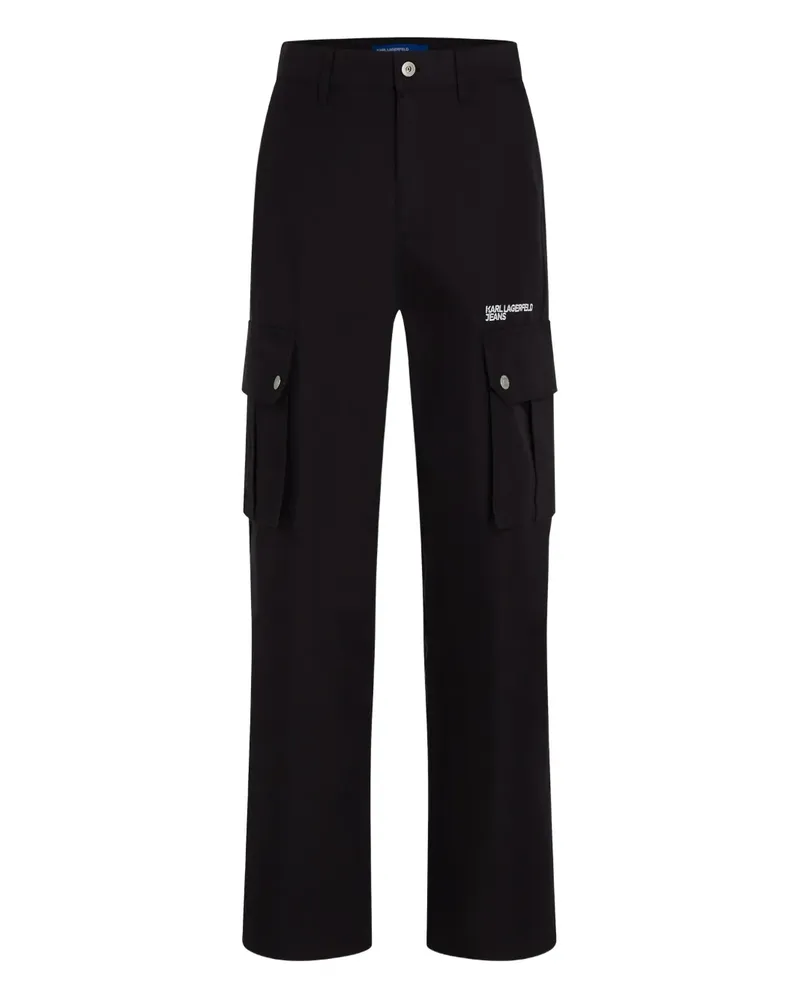 Karl Lagerfeld Cargohose mit Logo-Stickerei - Schwarz Schwarz