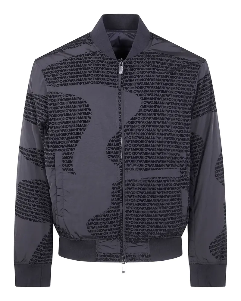 Emporio Armani logo-print bomber jacket - Schwarz Schwarz