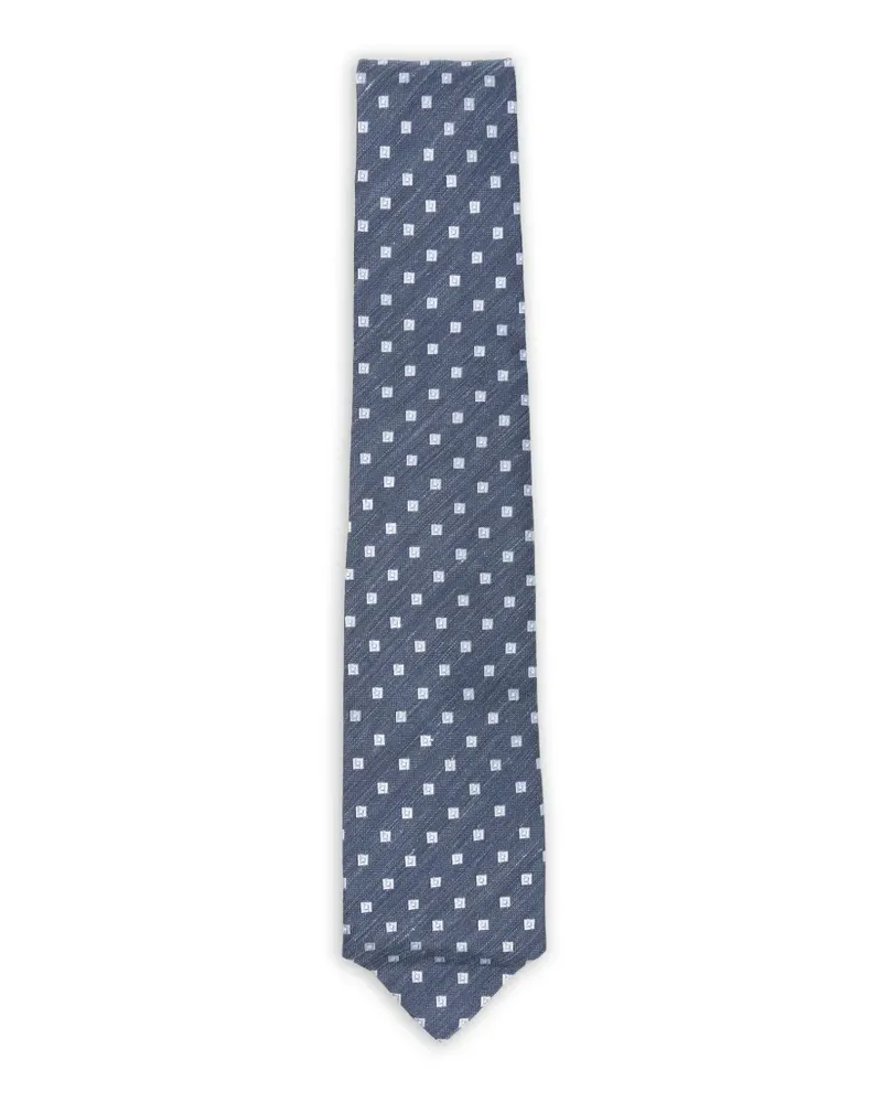 BARBA geometric-pattern tie - Blau Blau