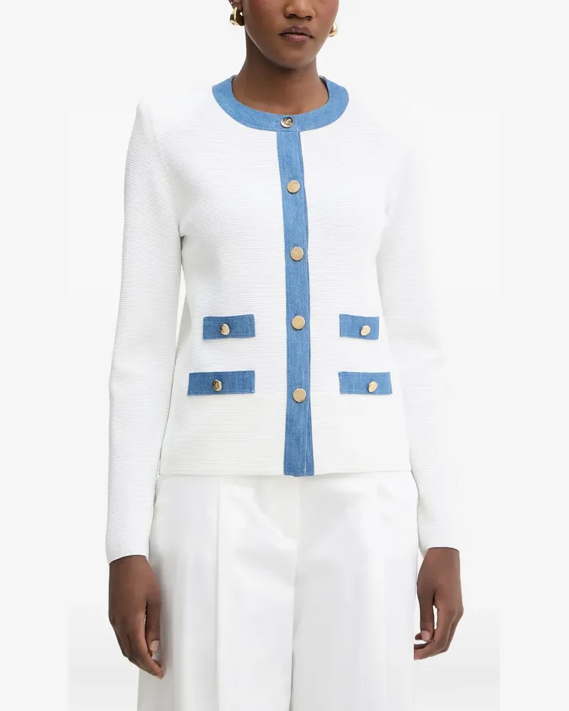 Luisa Spagnoli Capotreno denim-trim button-up cardigan - Weiß Weiß