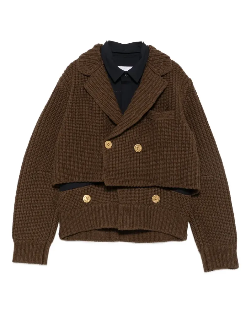 Sacai double-breasted layered coat - Braun Braun