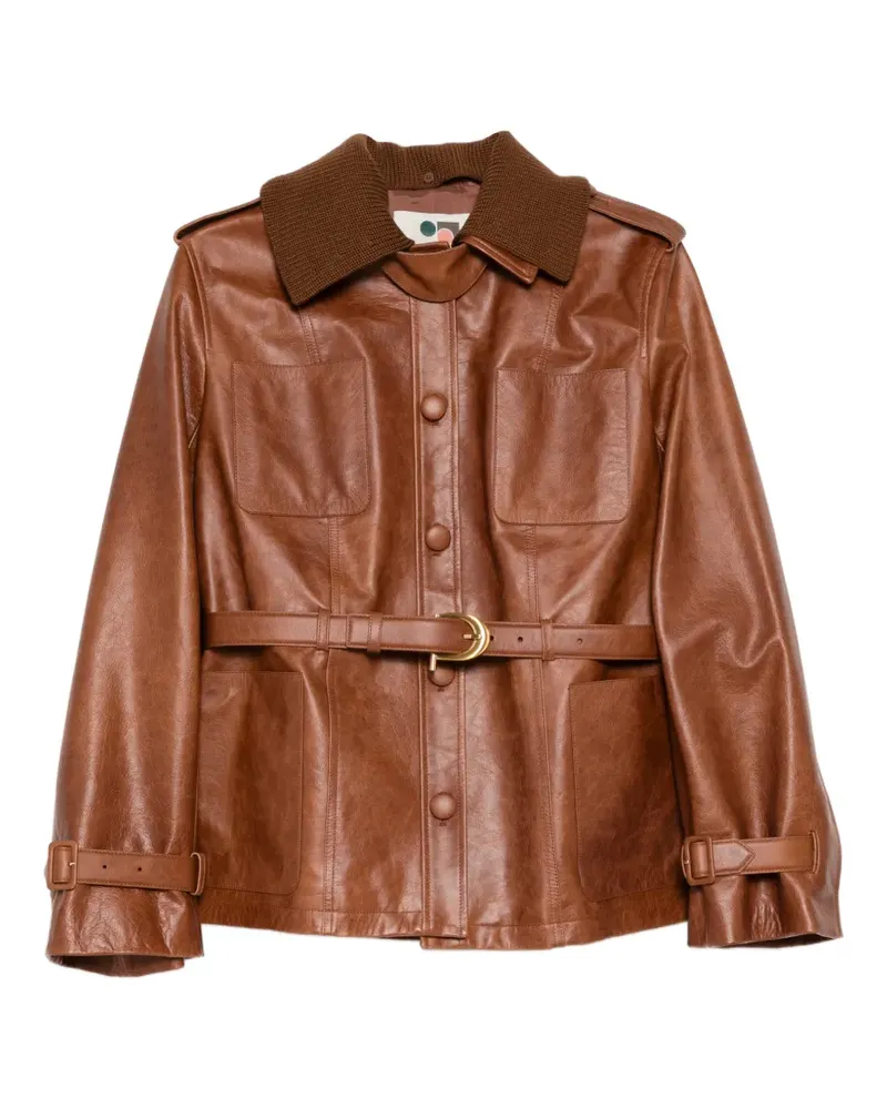 Ports 1961 Lederjacke mit Gürtel - Braun Braun