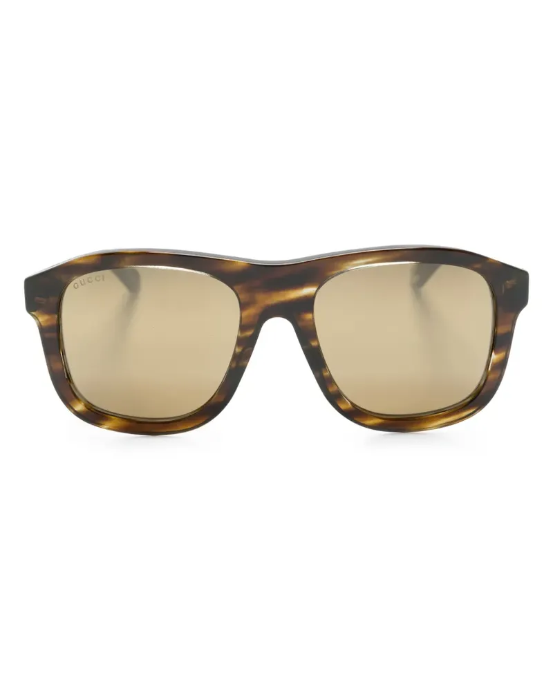 Gucci Sonnenbrille mit eckigem Gestell - Braun Braun