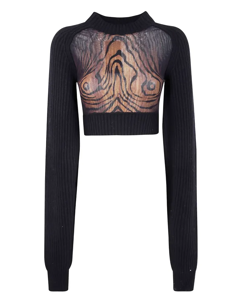 Jean Paul Gaultier Oberteil mit Holz-Print - Schwarz Schwarz