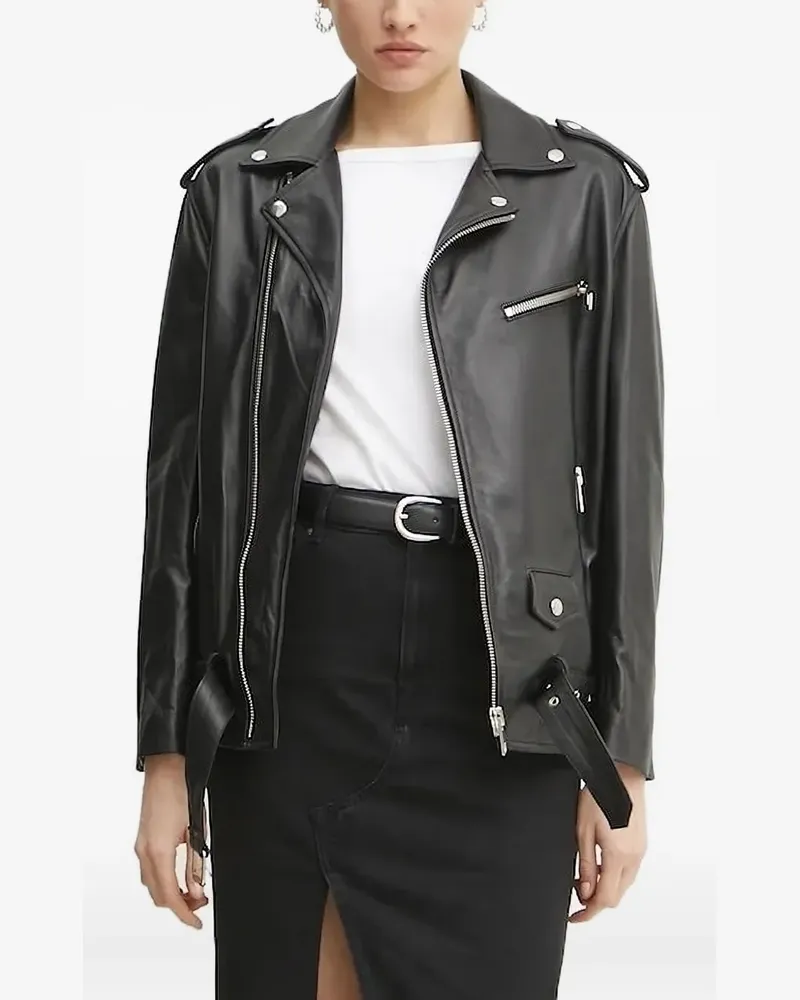 Liviana Conti Bikerjacke mit Gürtel - Schwarz Schwarz