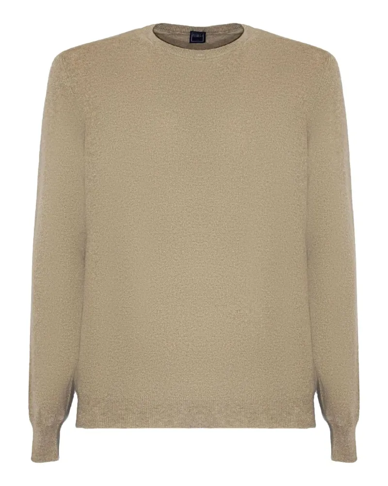 Fedeli Kaschmirpullover mit geripptem Besatz - Nude Nude