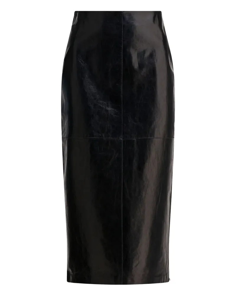 Max Mara Rock mit Lederbesätzen - Schwarz Schwarz