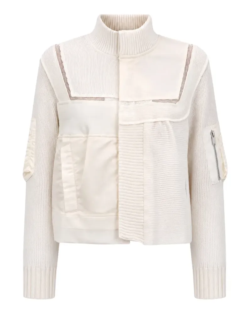 Sacai panelled ribbed-knit sweater - Weiß Weiß