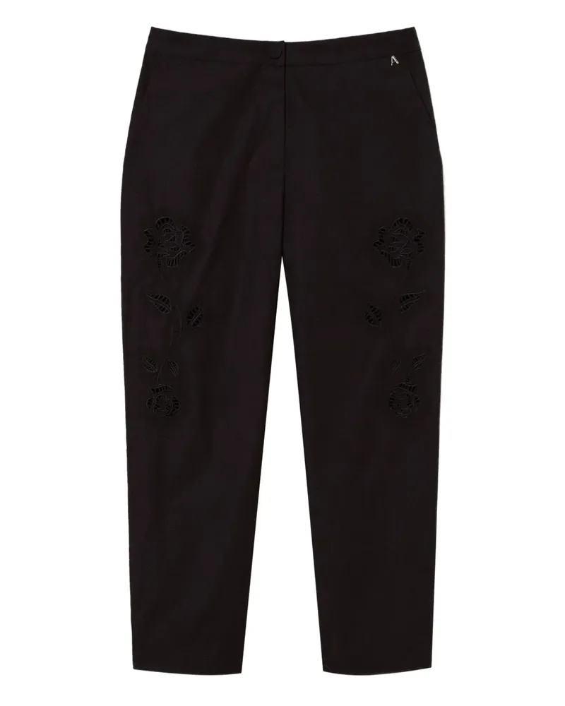 Twin-Set Hose mit Lochstickerei - Schwarz Schwarz