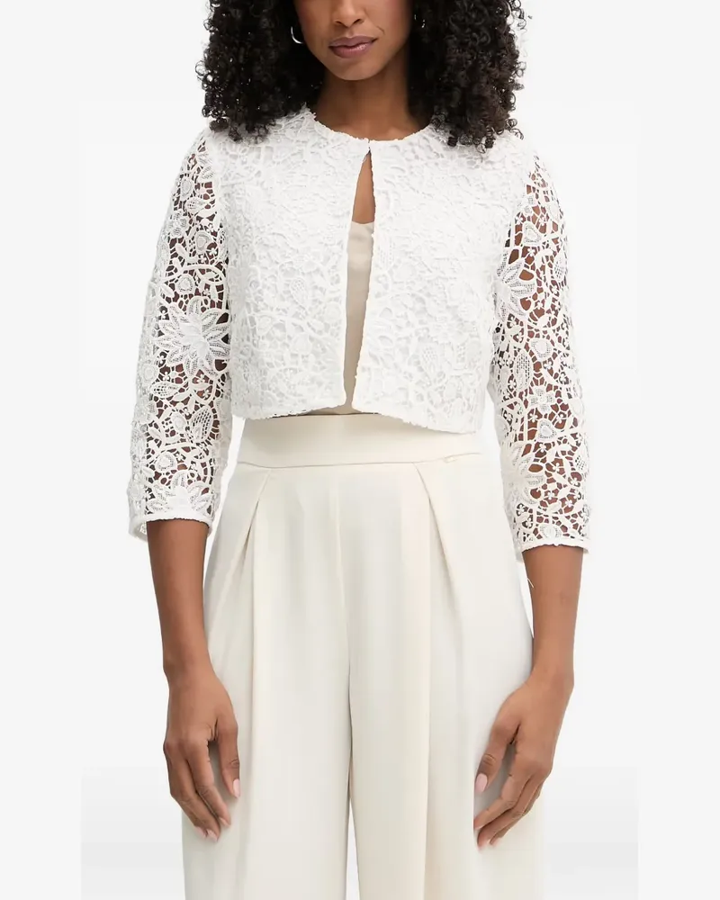 Morgan Cropped-Blazer mit Spitzen-Overlay - Weiß Weiß