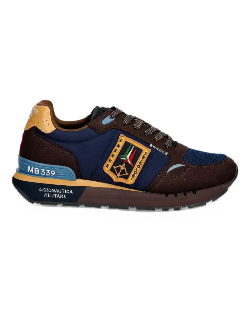 Aeronautica Militare Tricolor Arrows logo-patch panelled sneakers - Braun Braun