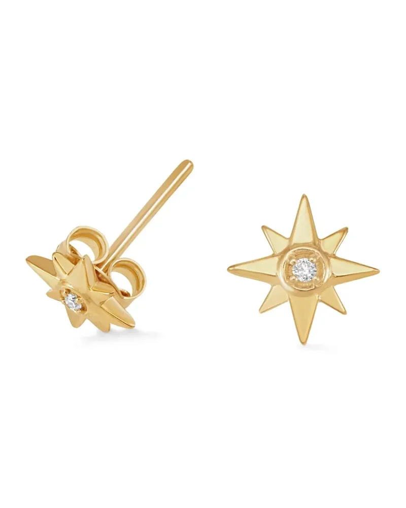 Dower & Hall 14kt North Star Gelbgoldohrringe mit Diamanten Gold