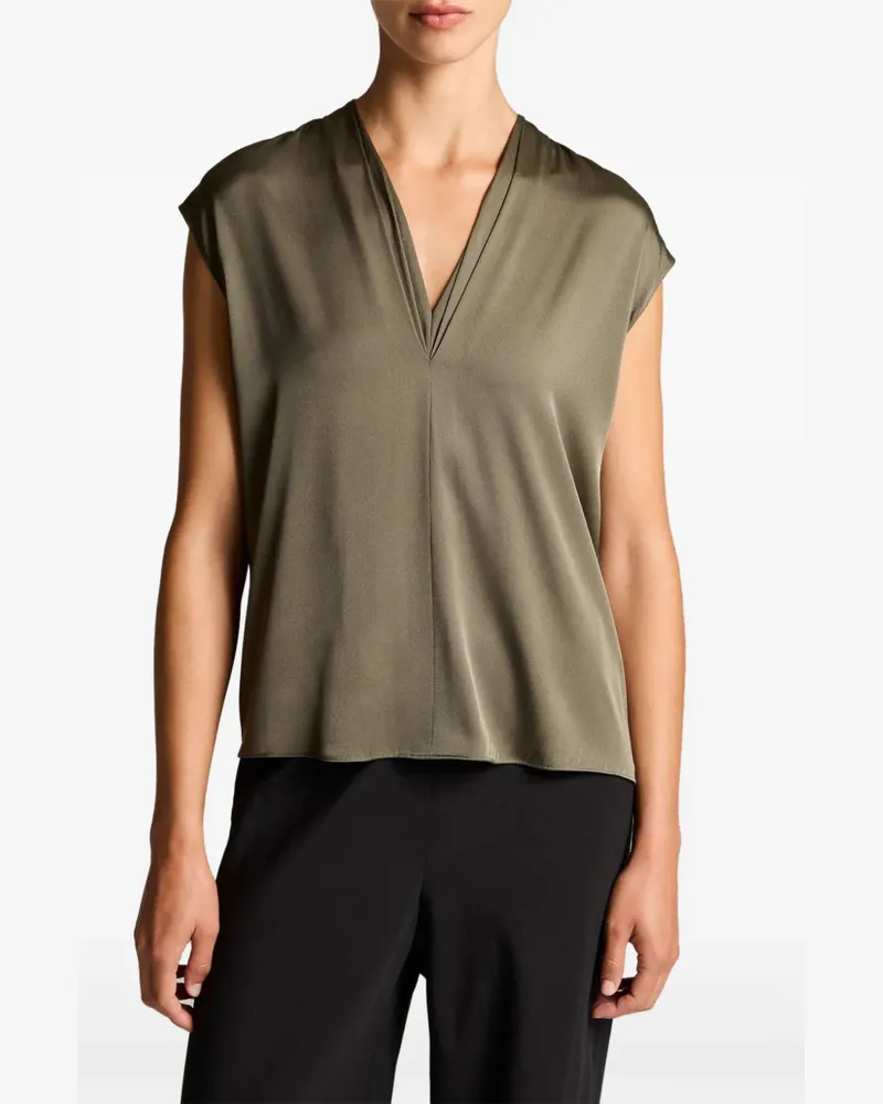 Vince pleated V-neck top - Grün Grün