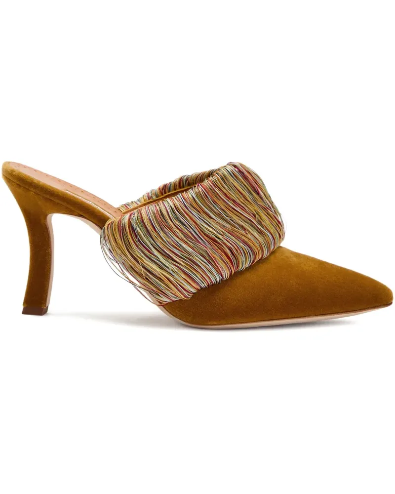 Manolo Blahnik 90mm Caldean fringed mules - Braun Braun