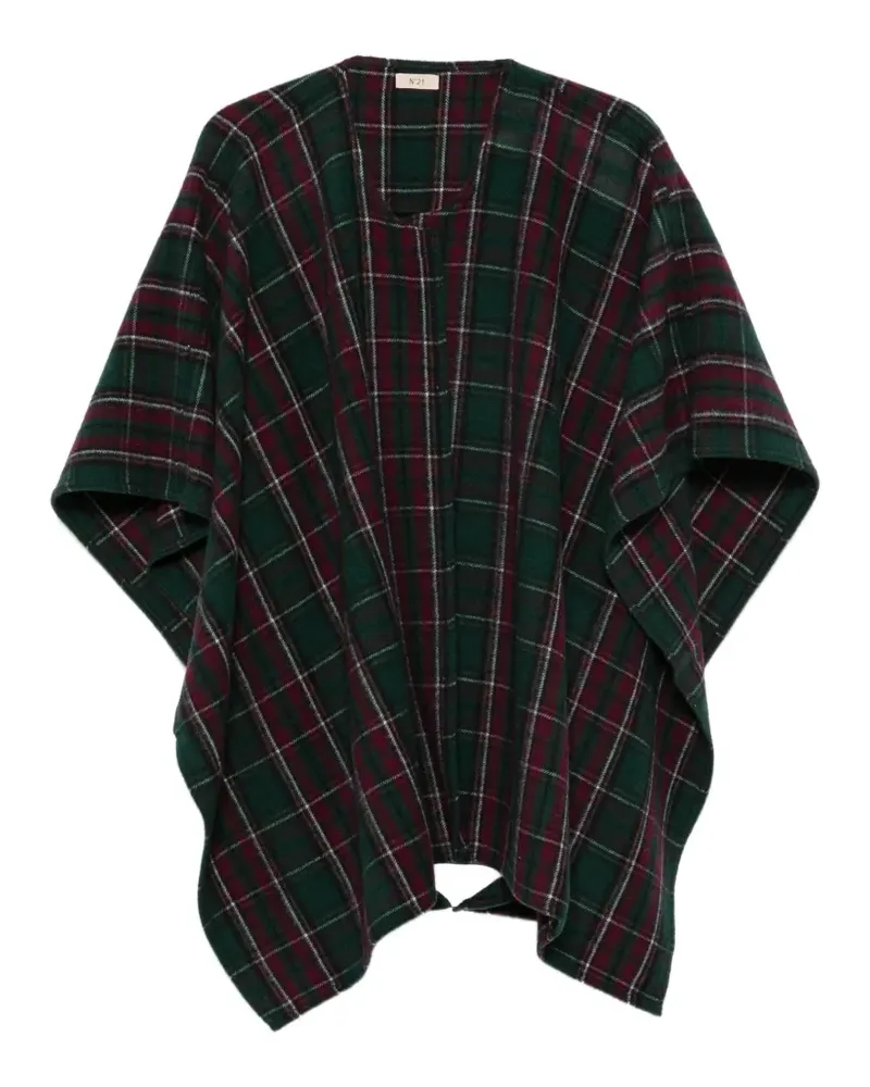 N° 21 Poncho mit Karomuster - Grün Grün