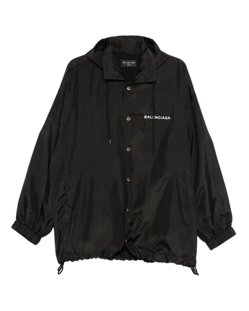 Balenciaga Kapuzenjacke mit Logo-Stickerei - Schwarz Schwarz