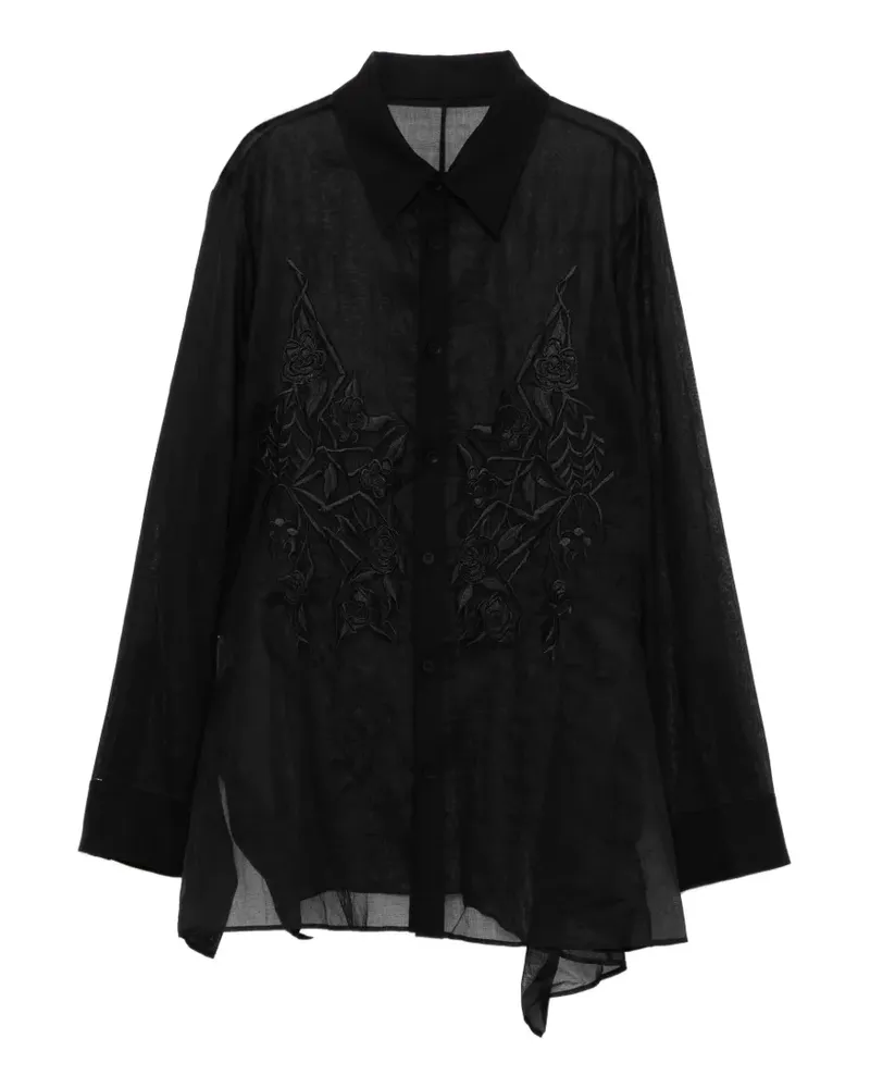 Yohji Yamamoto Hemd mit ausgestelltem Saum - Schwarz Schwarz