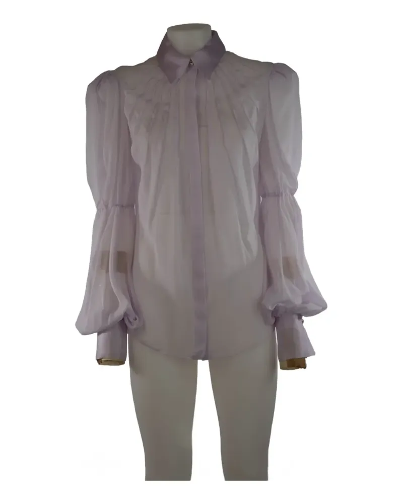 Genny pleated puff-sleeve blouse - Violett Violett