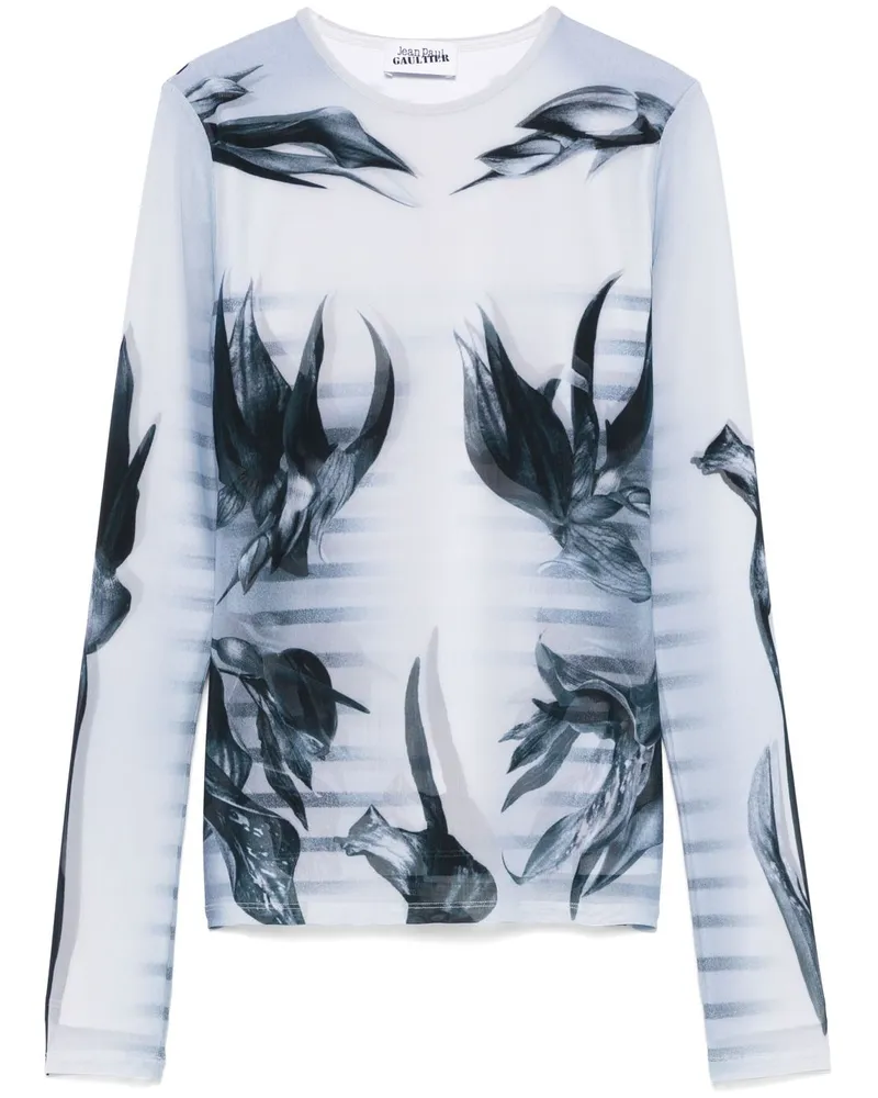 Jean Paul Gaultier The Flower Body Morphing Marinière T-Shirt - Weiß Weiß