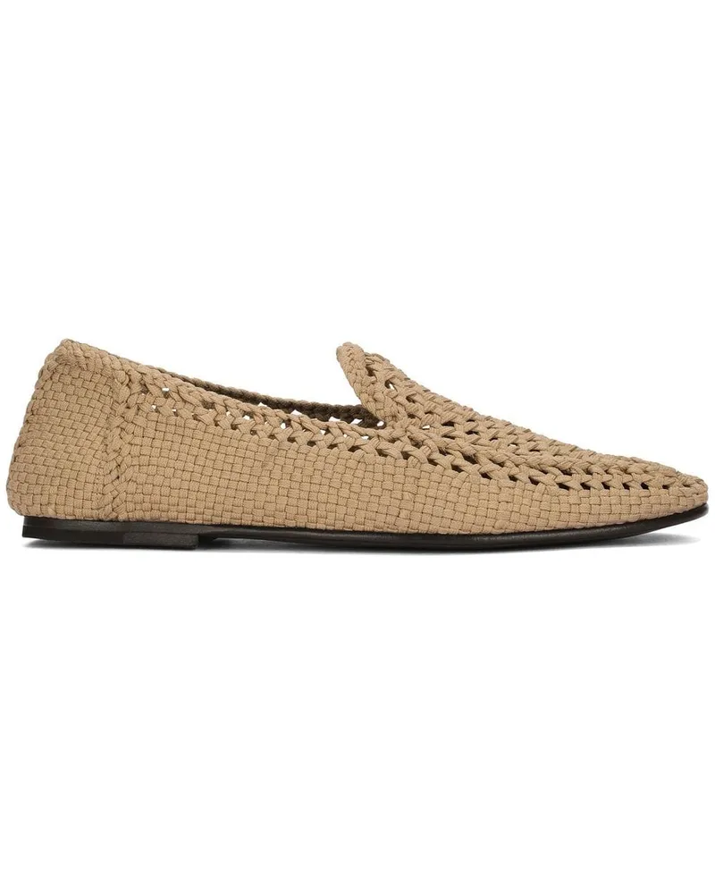 Dolce & Gabbana Gewebte Slipper aus Leder - Nude Nude