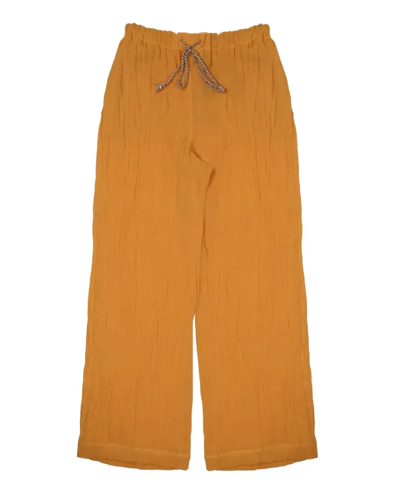 120% Lino crinkled-effect drawstring trousers - Orange Orange