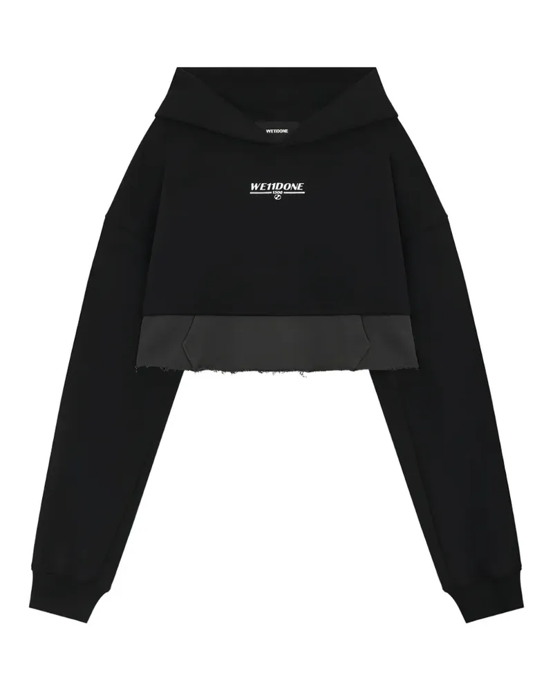 WE 11 DONE 1506 cropped raw-edge hoodie - Schwarz Schwarz