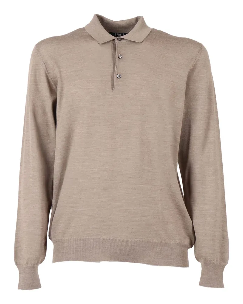 Fedeli long-sleeve polo shirt - Nude Nude