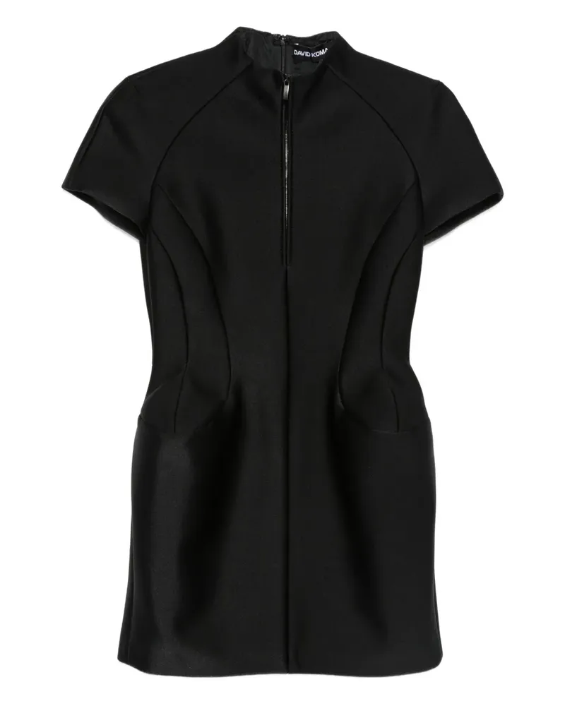 David Koma Kurzärmeliges Minikleid - Schwarz Schwarz