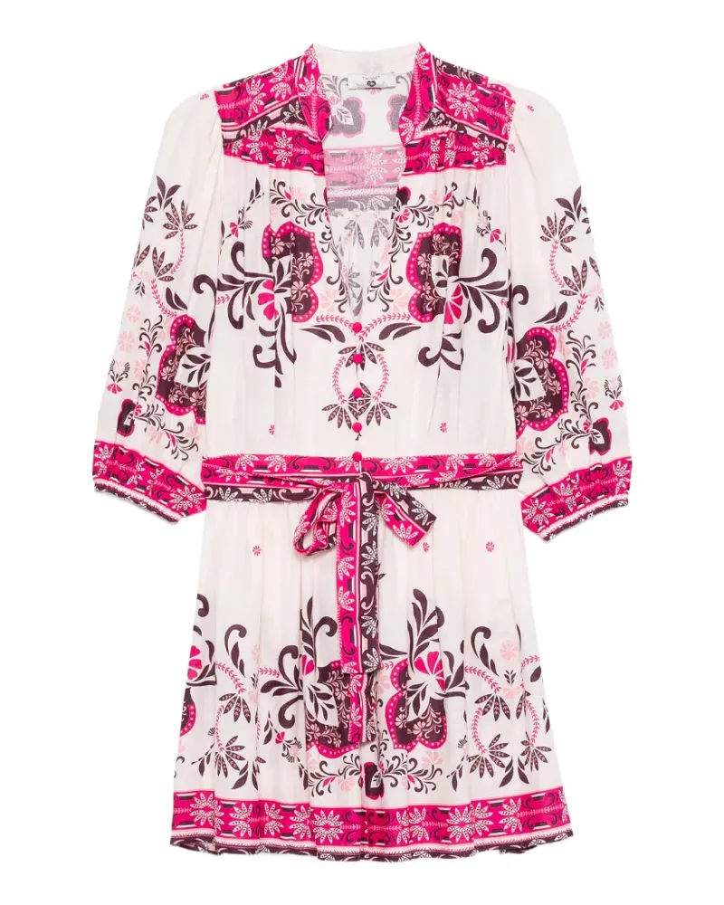 Twin-Set Geknöpftes Midikleid mit Blumen-Print - Rosa Rosa