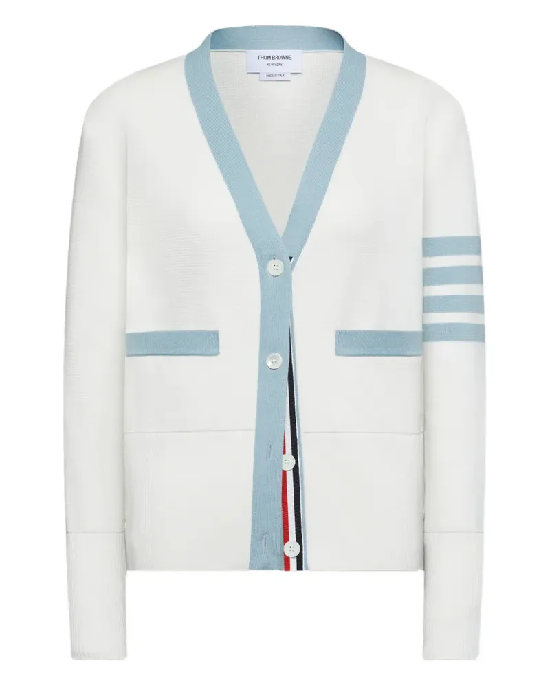 Thom Browne V-neck 4-bar cardigan - Weiß Weiß