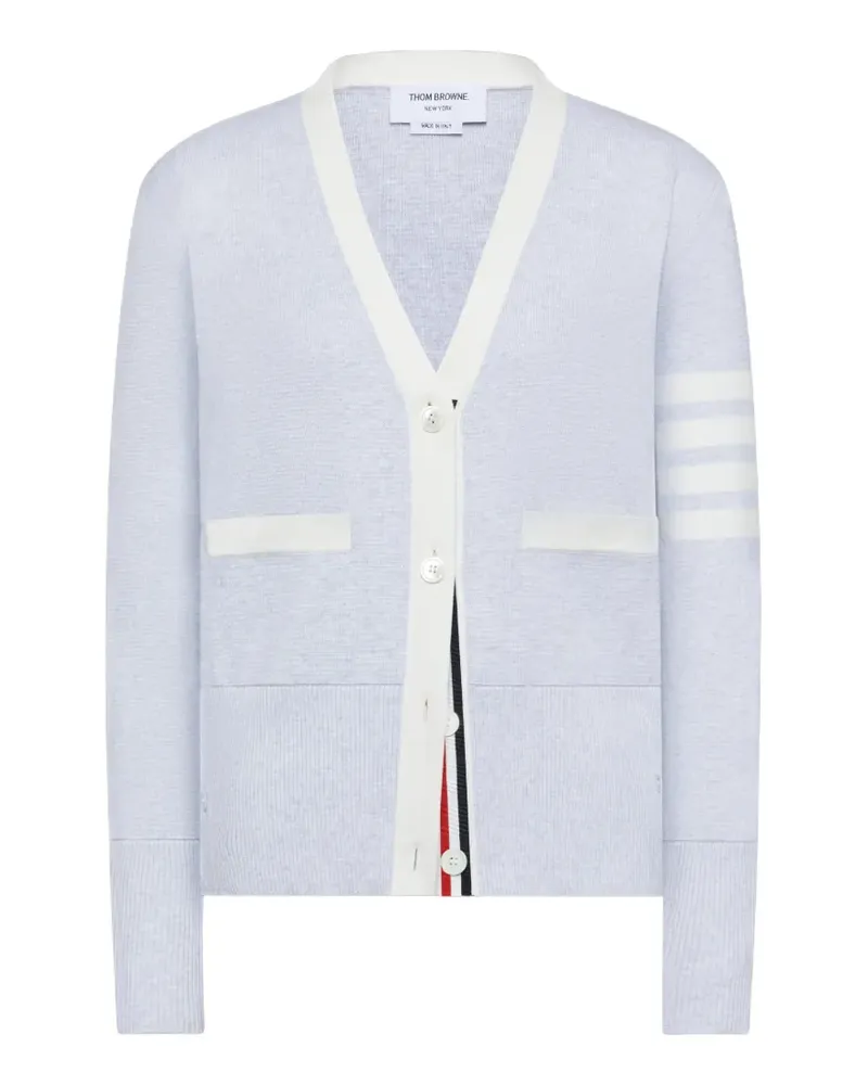 Thom Browne Milano Cardigan mit 4-Streifen-Logo - Weiß Weiß