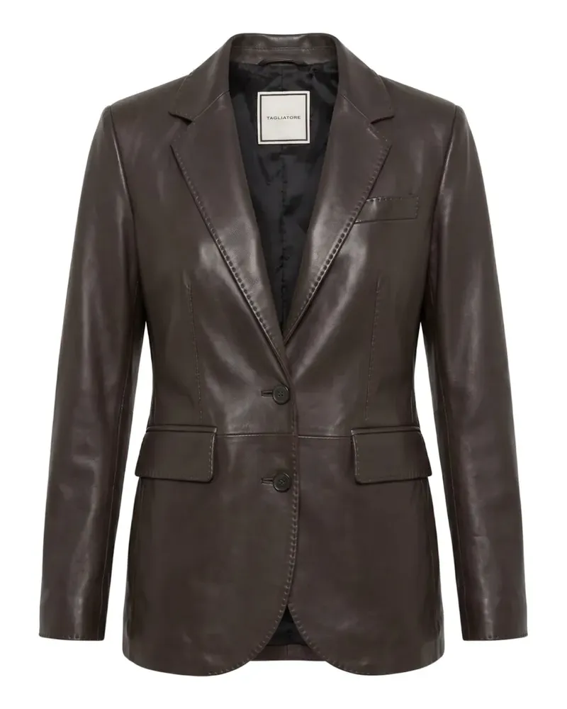 Tagliatore single-breasted leather blazer - Braun Braun